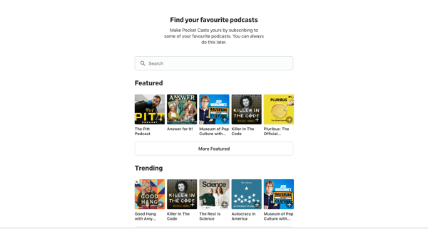 Web Player - Pocket Casts screen