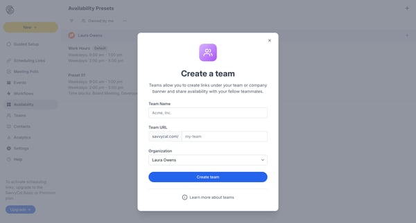 Availability screen
