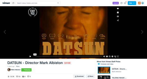 DATSUN - Director Mark Albiston on Vimeo screen