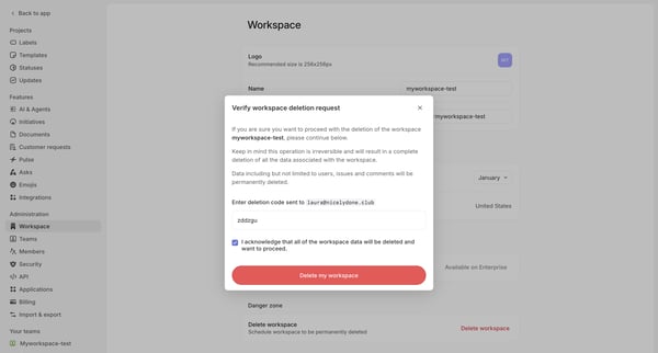 Workspace screen