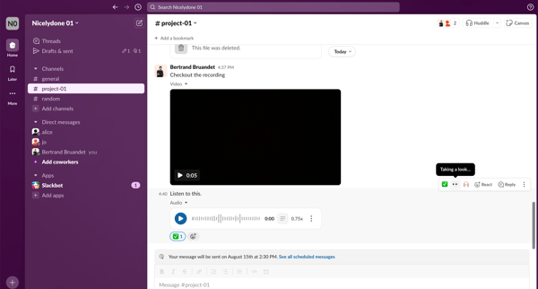 project-01 Channel - Nicelydone 01 - Slack screen