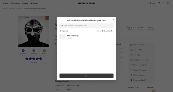 Madvillainy (2004) by Madvillain – Record Club screen