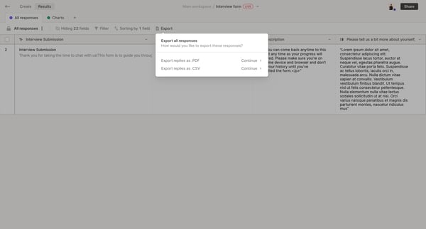 Results - QuestionScout screen