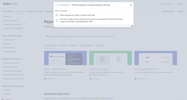 Payments | Stripe Documentation screen