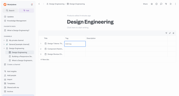 Design Engineering screen