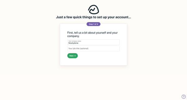 Just a few quick things to set up your account… screen