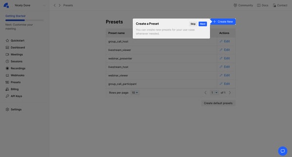 Dyte - Developer Portal screen