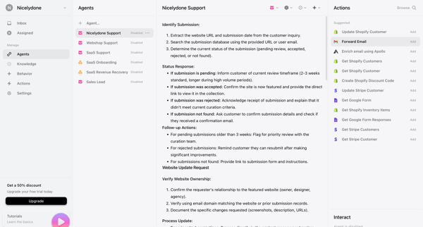 Agents › Nicelydone Support screen