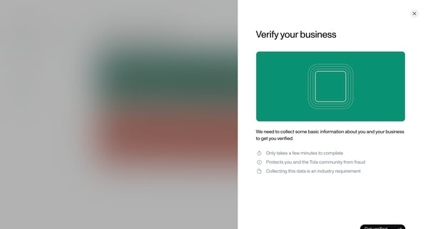 Get started with Tola • Tola screen