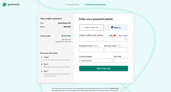 Grammarly screen