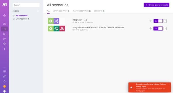 Scenarios | Make screen