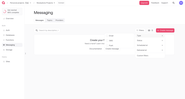 Messaging - Appwrite screen