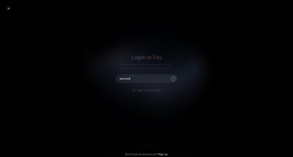 Login screen