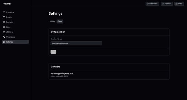 Settings · Resend screen