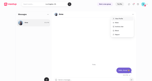 Direct messages | Meetup screen
