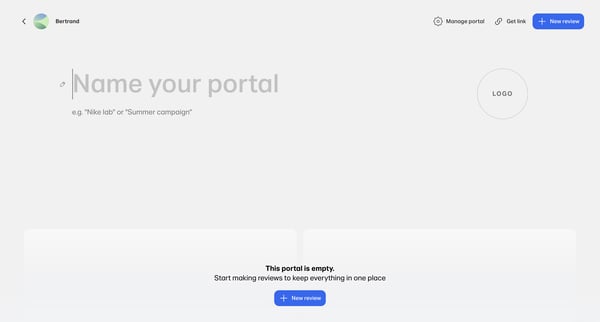 WeTransfer Portals screen
