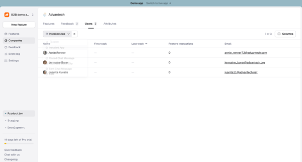 Company › Advantech › Users screen