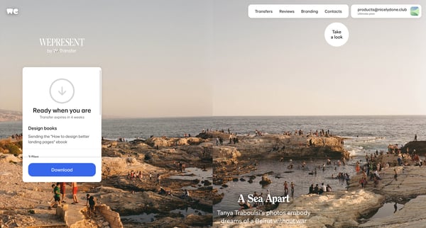 Unique Download Link | WeTransfer screen
