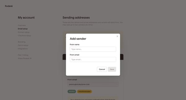 Sending addresses | Flodesk from Flodesk