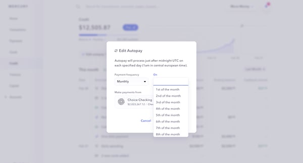 Mercury | Banking for startups screen