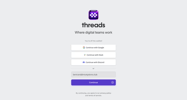 Threads screen