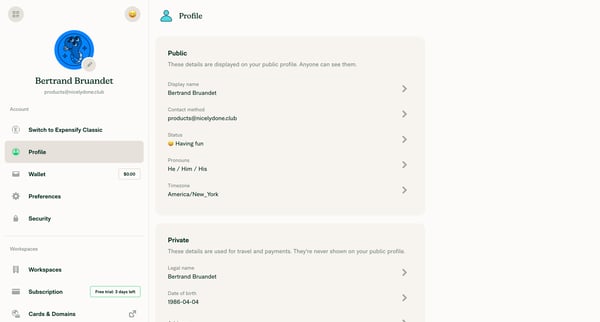 3 New Expensify screen