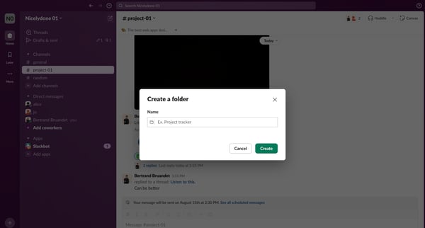 project-01 Channel - Nicelydone 01 - Slack screen