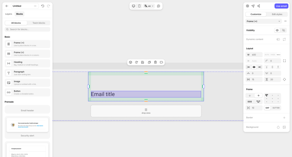 Editor — Tabular screen