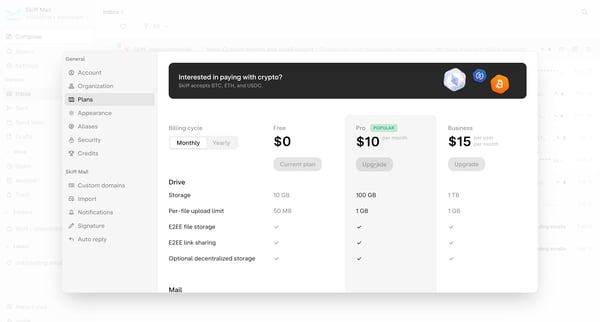 Inbox 5 - nicelydone@skiff.com screen