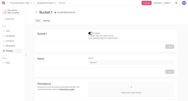 Bucket - Appwrite screen