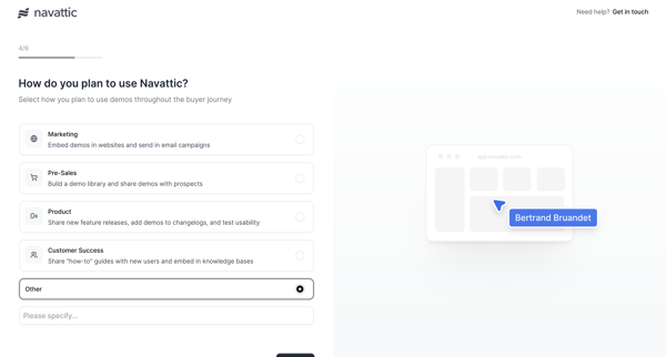 Onboarding screen