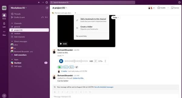 project-01 Channel - Nicelydone 01 - Slack screen