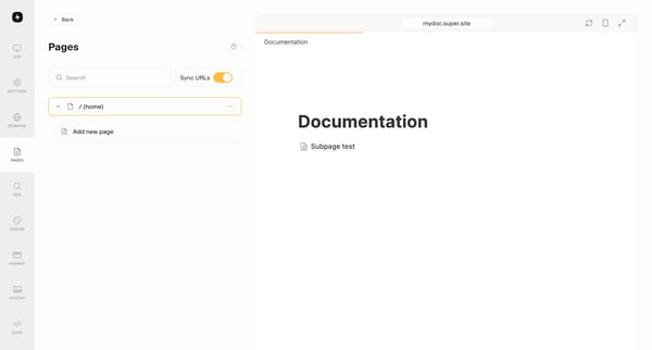 Documentation screen