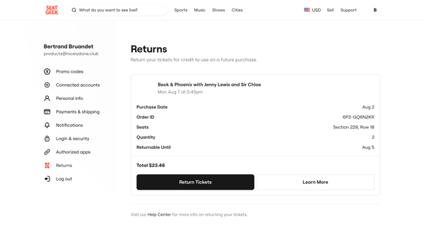 Your Ticket to Sports, Concerts | More SeatGeek screen