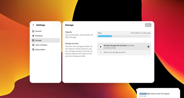 Settings screen