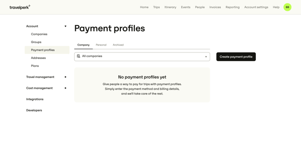 Account settings for Nicelydone — TravelPerk screen