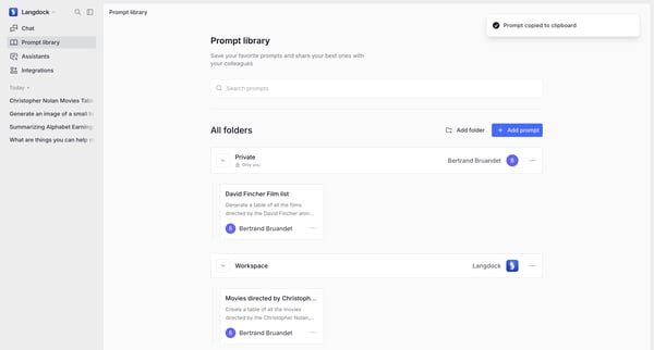 Prompt library screen
