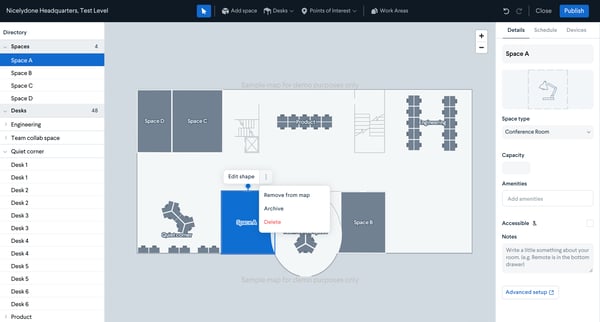 Manage Map - Nicelydone screen