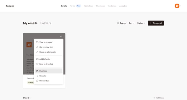 My emails | Flodesk screen