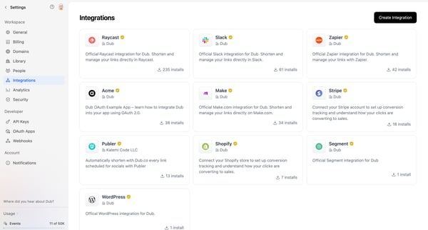 Dub.co - Link Management for Modern Marketing Teams screen