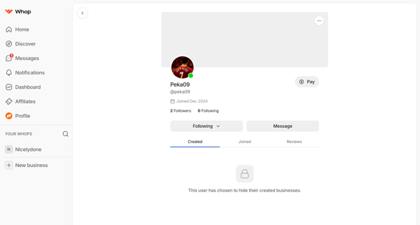 Peka09 | Whop screen