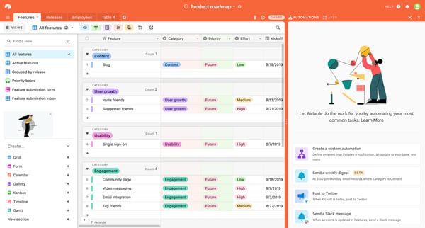 Product roadmap Features - Airtable from Airtable