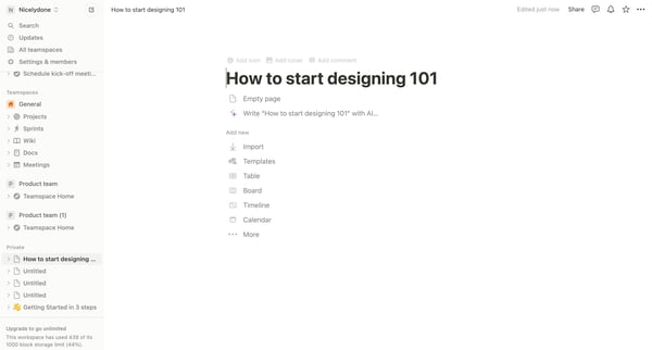 How to start designing 101 screen