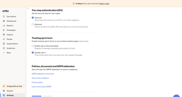 Setup – Privacy, Security | GDPR – Ortto from Ortto