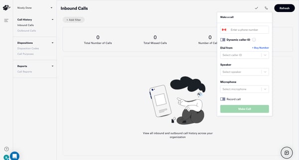 Inbound Calls screen