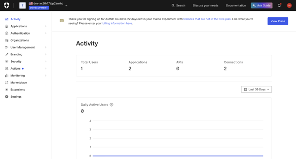 Dashboard screen