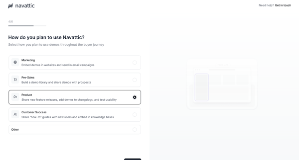 Onboarding screen