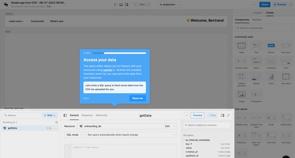 Simple app from CSV - 08-27-2022 095656 | Editor  Retool screen
