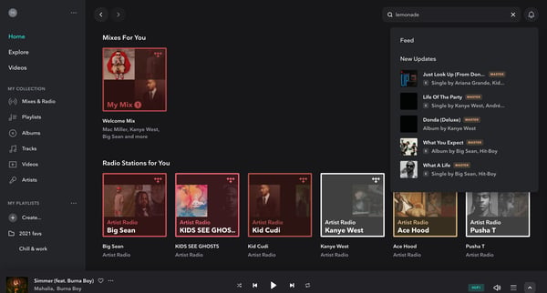 Home – TIDAL screen