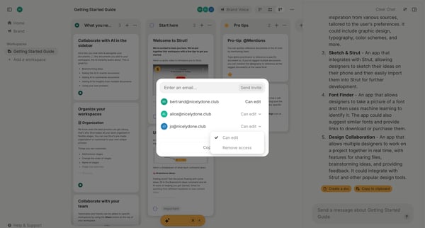 Strut - Getting Started Guide screen